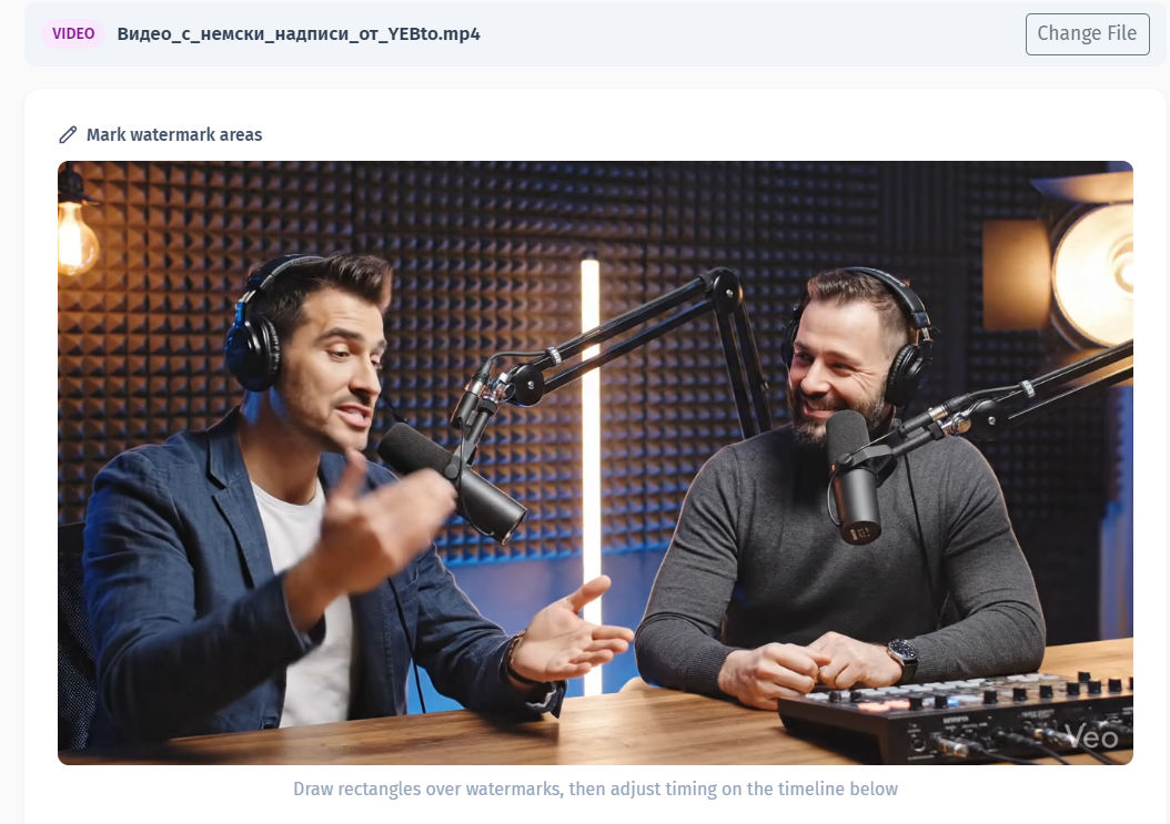 Upload Veo video to YEB Watermark
