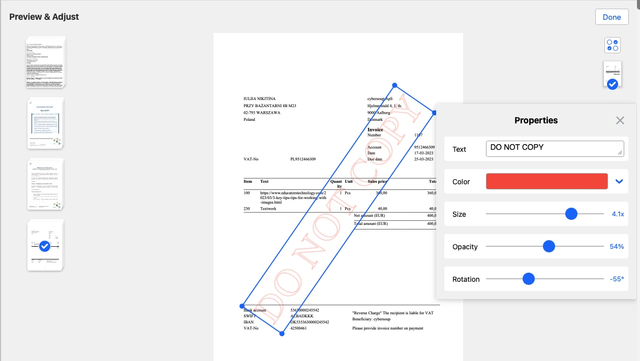 Outil de filigrane PDF Watermarkly
