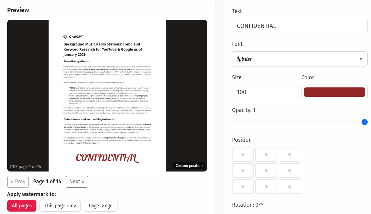 Fjernelse af Tekstvandmærker